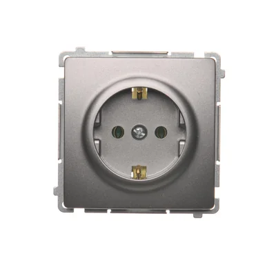 Gniazdo wtyczkowe z uziemieniem Schuko (moduł), 230V, inox metalik
