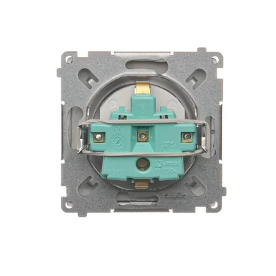 Gniazdo wtyczkowe z uziemieniem Schuko (moduł), 230V, inox metalik