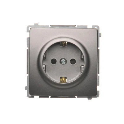 Gniazdo wtyczkowe z uziemieniem Schuko (moduł) , 230V, inox metalik