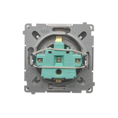 Gniazdo wtyczkowe z uziemieniem Schuko (moduł) , 230V, inox metalik