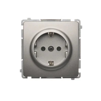 Gniazdo wtyczkowe z uziemieniem Schuko (moduł), 230V, satyna metalik