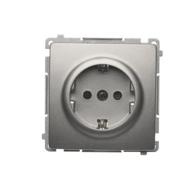 Gniazdo wtyczkowe z uziemieniem Schuko (moduł) , 230V, satyna metalik