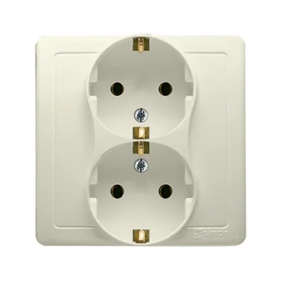 Gniazdo wtyczkowe z uziemieniem Schuko podwójne beżowy