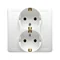 Gniazdo wtyczkowe z uziemieniem Schuko podwójne, białe