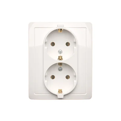 Gniazdo wtyczkowe z uziemieniem Schuko podwójne, białe