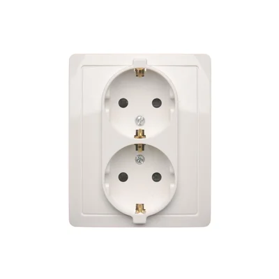 Gniazdo wtyczkowe z uziemieniem Schuko podwójne, białe