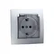 Gniazdo wtyczkowe z uziemieniem Schuko wersja IP44 klapka transparentna 16A 250V aluminium (metalik)