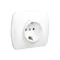 Gniazdo wtyczkowe z uziemieniem typu Schuko, 16A, 250V, zaciski śrubowe, białe