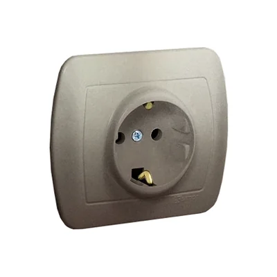 Gniazdo wtyczkowe z uziemieniem typu Schuko 16A 250V zaciski śrubowe satyna (metalik)