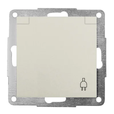 Gniazdo z uziemieniem z uchylną osłoną z zaciskami śrubowymi kremowy