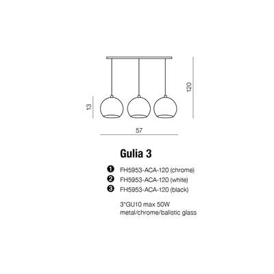 GULIA 3 Lampa wisząca chrom