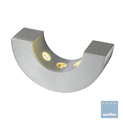 HALF PIPE lampa ścienna półokrągła aluminium mat 3x 1W 3000K