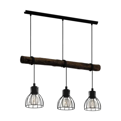 HORNINGTOPS Lampa wisząca potrójna czarna/drewno