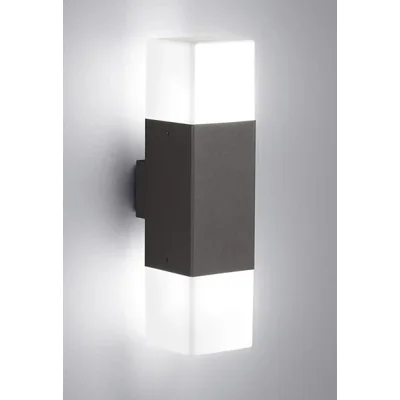 HUDSON Lampa ścienna zewnętrzna podwójna antracytowa