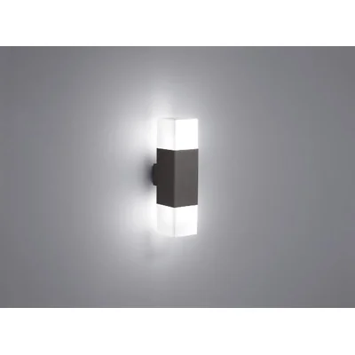 HUDSON Lampa ścienna zewnętrzna podwójna antracytowa