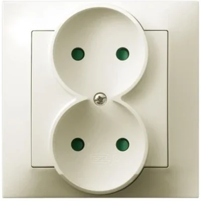 IMPRESJA Gniazdo podwójne z przesłonami torów prądowych ecru