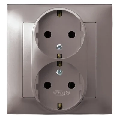 IMPRESJA Gniazdo podwójne z uziemieniem schuko tytan