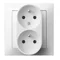 IMPRESJA Gniazdo podwójne z uziemieniem z funkcją niezamienności faz białe