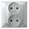 IMPRESJA Gniazdo podwójne z uziemieniem z funkcją niezamienności faz srebro