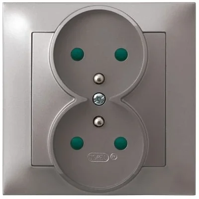 IMPRESJA Gniazdo podwójne z uziemieniem z przesłonami torów prądowych tytan