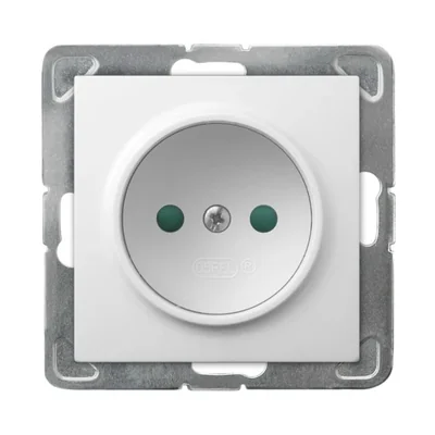 IMPRESJA Gniazdo pojedyncze z przesłonami styków prądowych białe
