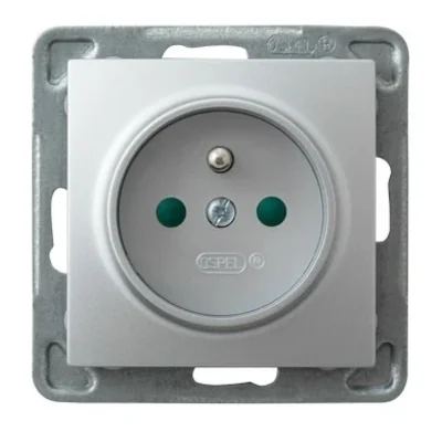 IMPRESJA Gniazdo pojedyncze z uziemieniem z przesłonami torów prądowych srebro