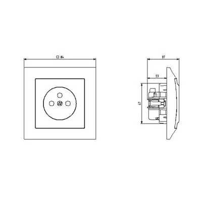 IMPRESJA Gniazdo pojedyncze z uziemieniem z przesłonami torów prądowych srebro