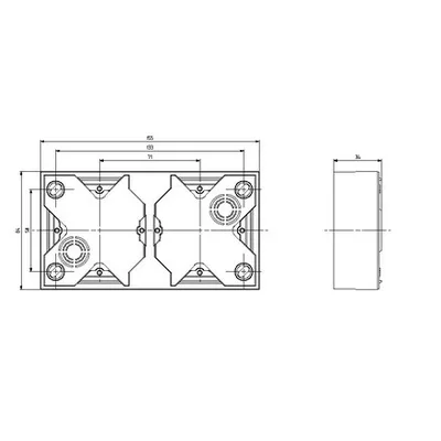 IMPRESJA Puszka instalacyjna naścienna podwójna écru