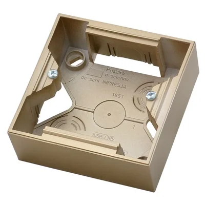 IMPRESJA Puszka instalacyjna naścienna pojedyncza złoty metalik