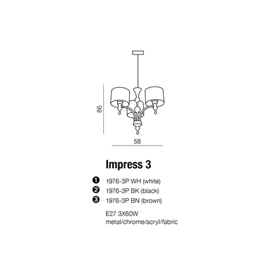 IMPRESS 3 Lampa wisząca biała