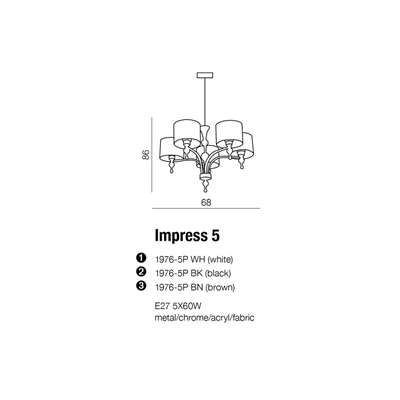 IMPRESS 5 Lampa wisząca biała