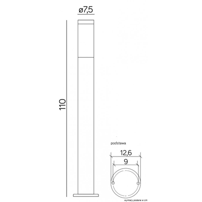 INOX Lampa zewnętrzna stojąca 110 cm srebrna