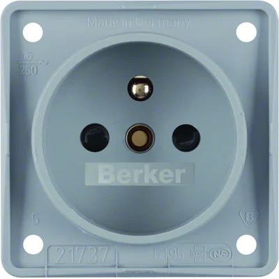 INTEGRO FLOW Gniazdo z uziemieniem z podwyższona ochroną styków szare matowe