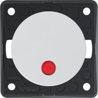 INTEGRO FLOW/PURE Łącznik klawiszowy przyciskowy podświetlany z czerwoną soczewką połysk śnieżnobiały