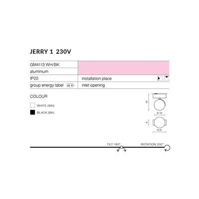 JERRY 1 230V Lampa sufitowo-ścienna czarna