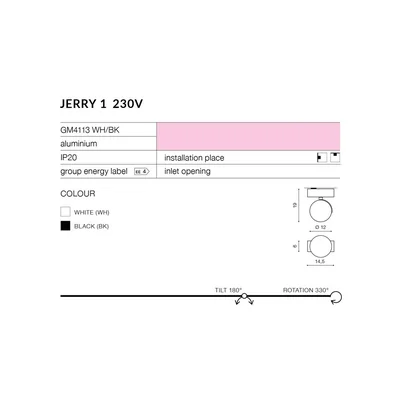 JERRY 1 230V Lampa sufitowo-ścienna czarna