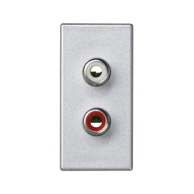 K45/2 Płytka do złącz 2x RCA (CINCH) 22,5x45mm + wkłady aluminium