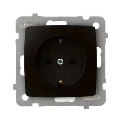 KARO Gniazdo pojedyncze z uziemieniem schuko czekoladowy metal