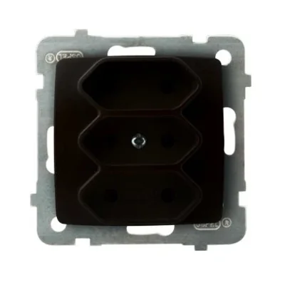 KARO Gniazdo potrójne EURO czekoladowy metalik