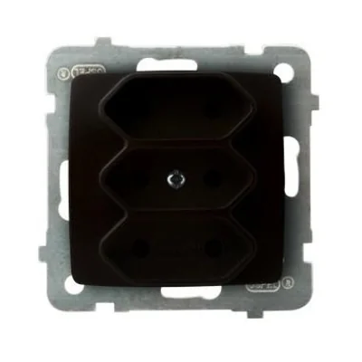 KARO Gniazdo potrójne EURO czekoladowy metalik