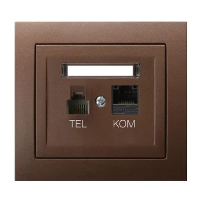 KIER Gniazdo komputerowo-telefoniczne RJ 45 kat. 5e, (8-stykowe) + RJ 11 (6-stykowe) brązowy metalik