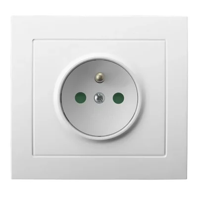 KIER Gniazdo pojedyncze z uziemieniem z przesłonami torów prądowych białe