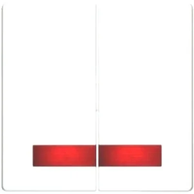 Klawisz podwójny z czerwoną soczewką śnieżnobiały połysk