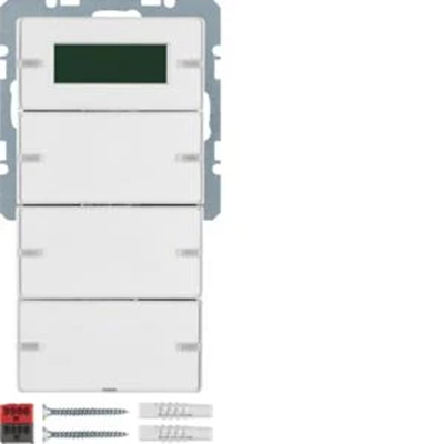 KNX SYSTEM Q.1/Q.3 Przycisk 3-krotny z regulatorem temperatury i wyświetlaczem biały aksamitny