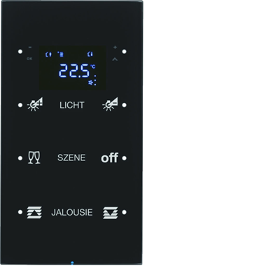 KNX SYSTEM R.3 Sensor dotykowy 3-krotny z regulatorem temperatury konfigurowalny szkło czarny