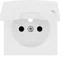 Kwadrat Płytka czołowa z przysłonami styków do gniazda z uziemieniem z pokrywą biały, połysk