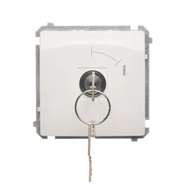 Łącznik chwilowy jednobiegunowy z kluczem, 2 pozycyjny , biały