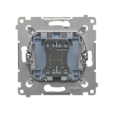 Łącznik dwubiegunowy (moduł) 16A, 250V, zaciski śrubowe, srebrny (metalik)
