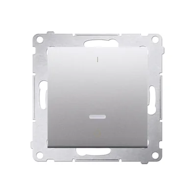 Łącznik dwubiegunowy z podświetleniem LED (moduł) 10A, 250V, szybkozłącza, srebrny (metalik)