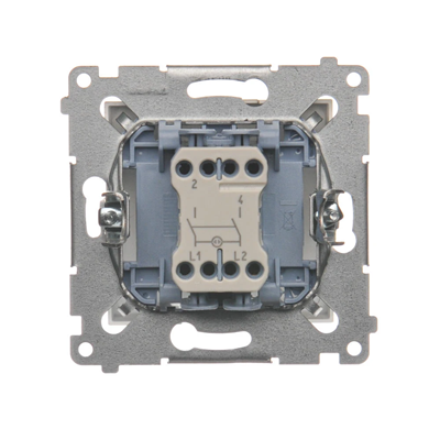 Łącznik dwubiegunowy z podświetleniem LED (moduł) 10A, 250V, szybkozłącza, złoty (metalik)
